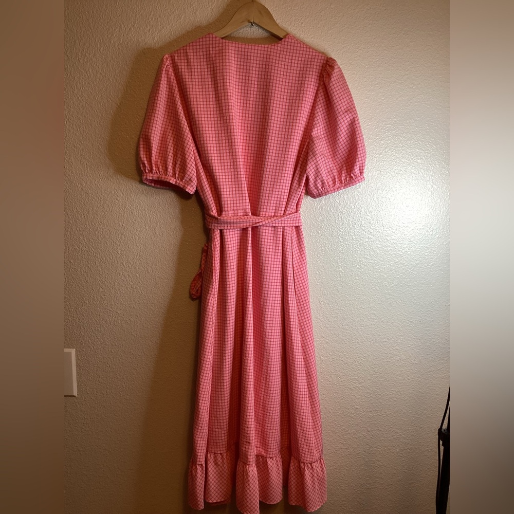 Draper James Reba Gingham Seersucker Wrap Dress - Size 12 - Picture 3 of 9